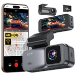 KooBaCar 4K/2.5K Front And Rear Dash Cam With 64GB Card