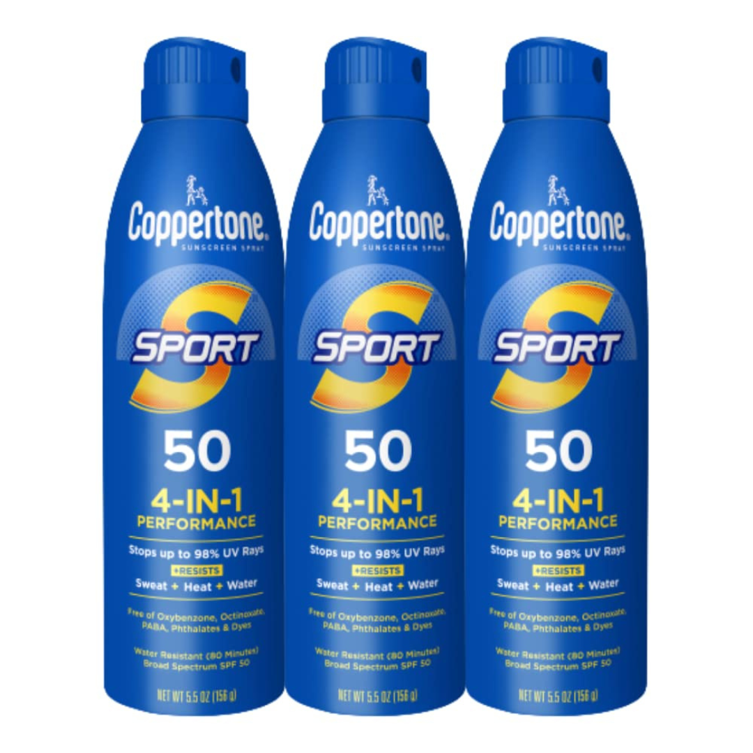 3-Pack 5.5 Oz Coppertone SPORT SPF 50 Sunscreen Spray