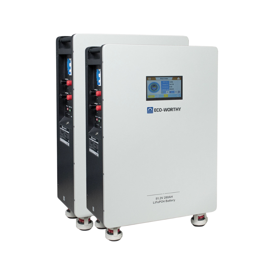 2-Pack ECO-WORTHY 48V 280AH (28.67kWh) LiFePO4 Battery Vertical Standing Backup