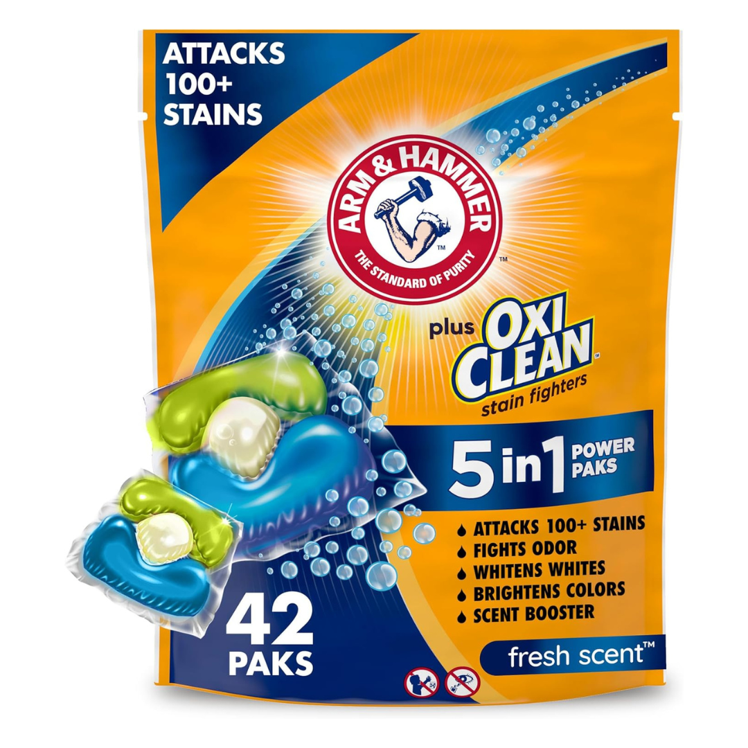 42-Count Arm & Hammer Plus OxiClean 5-in-1 Laundry Detergent Power Paks