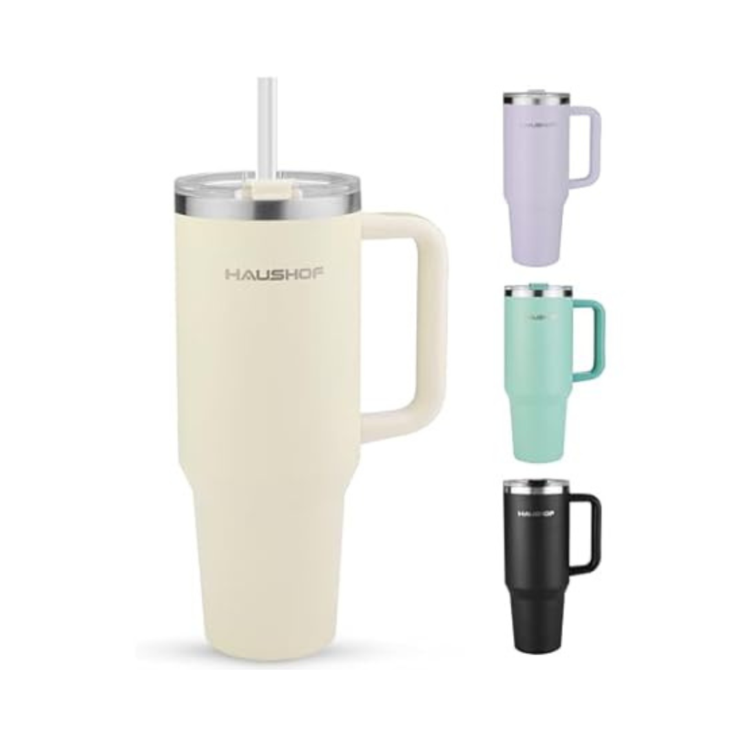 Haushof 40oz Double Walled Insulated Coffee Tumbler W/ Tritan Lid