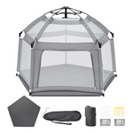 Uphunal Portable Baby Playpen With Inflatable Mattress & Sunshade