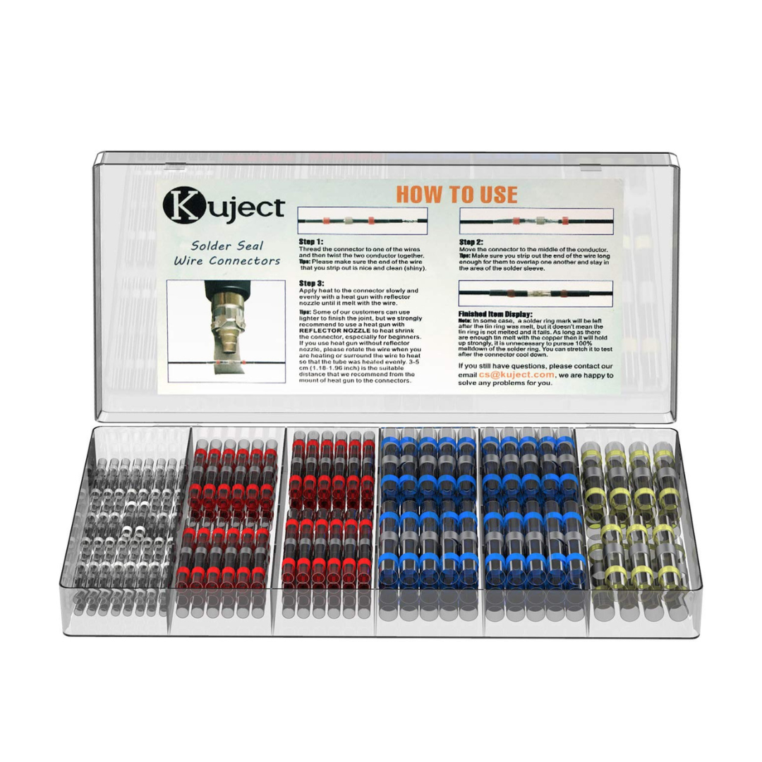 200-Piece Kuject Solder Seal Insulated Electrical Wire Connector Kit