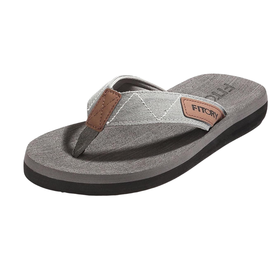 Fitory Men's Comfort Flip-Flops (Gray)