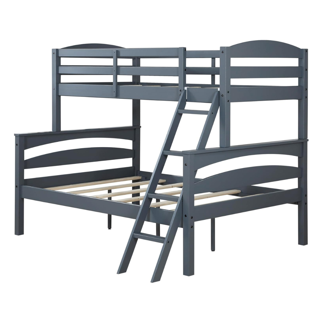 DHP Brady Wood Twin Over Full Bunk Bed Frame (Grey)