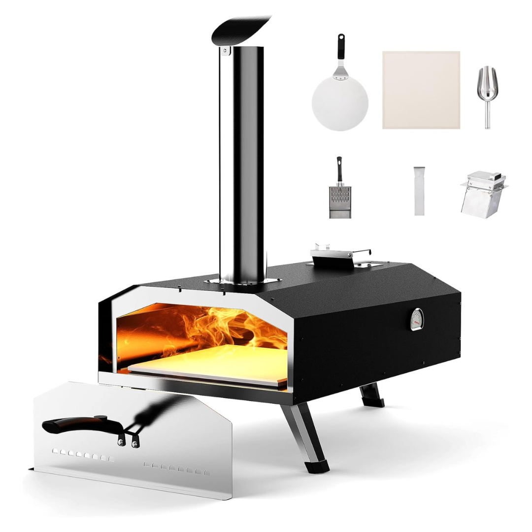 Icyglee 12" Wood Fired Portable Pizza Maker With Pizza Stone