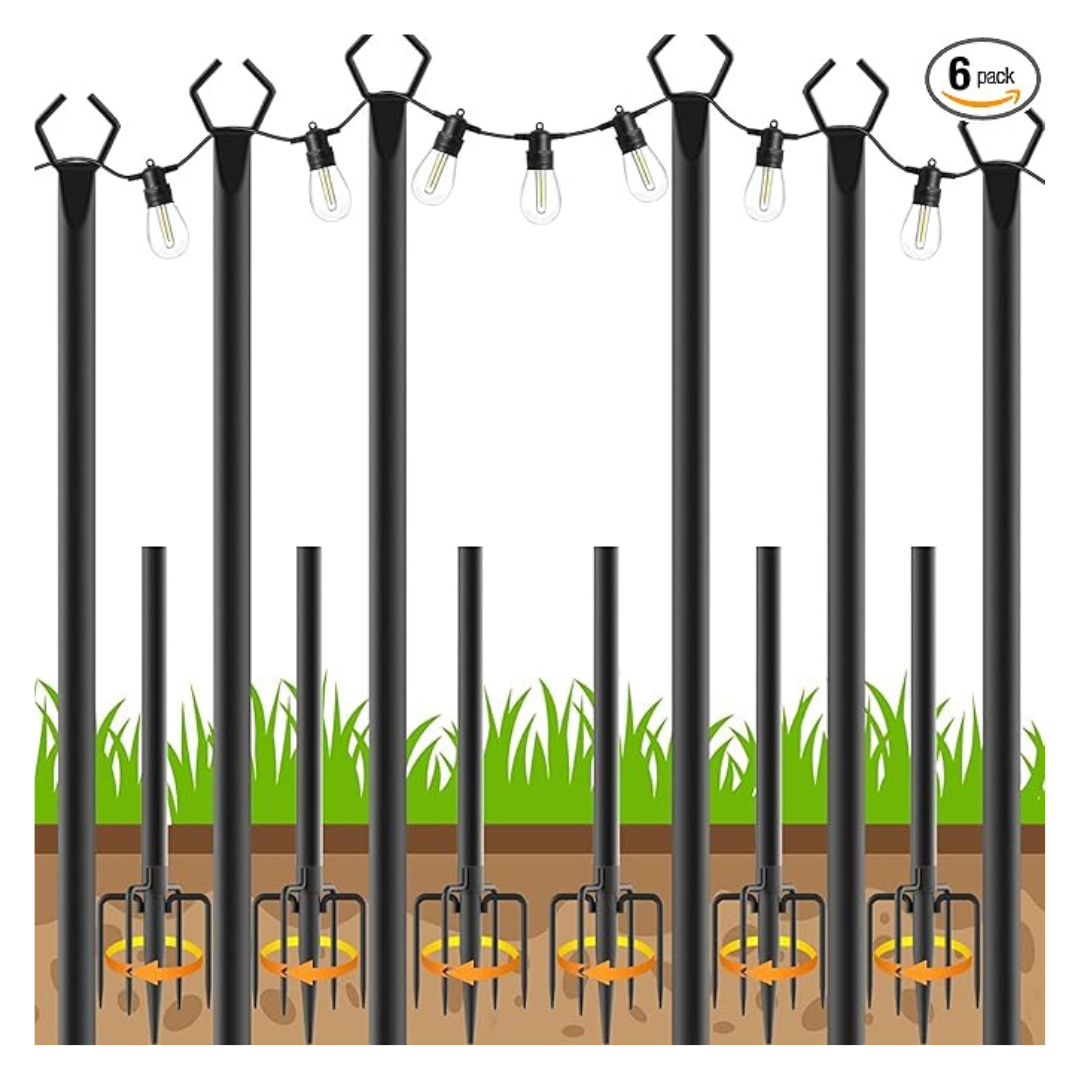6-Pack 10-Ft String Light Pole
