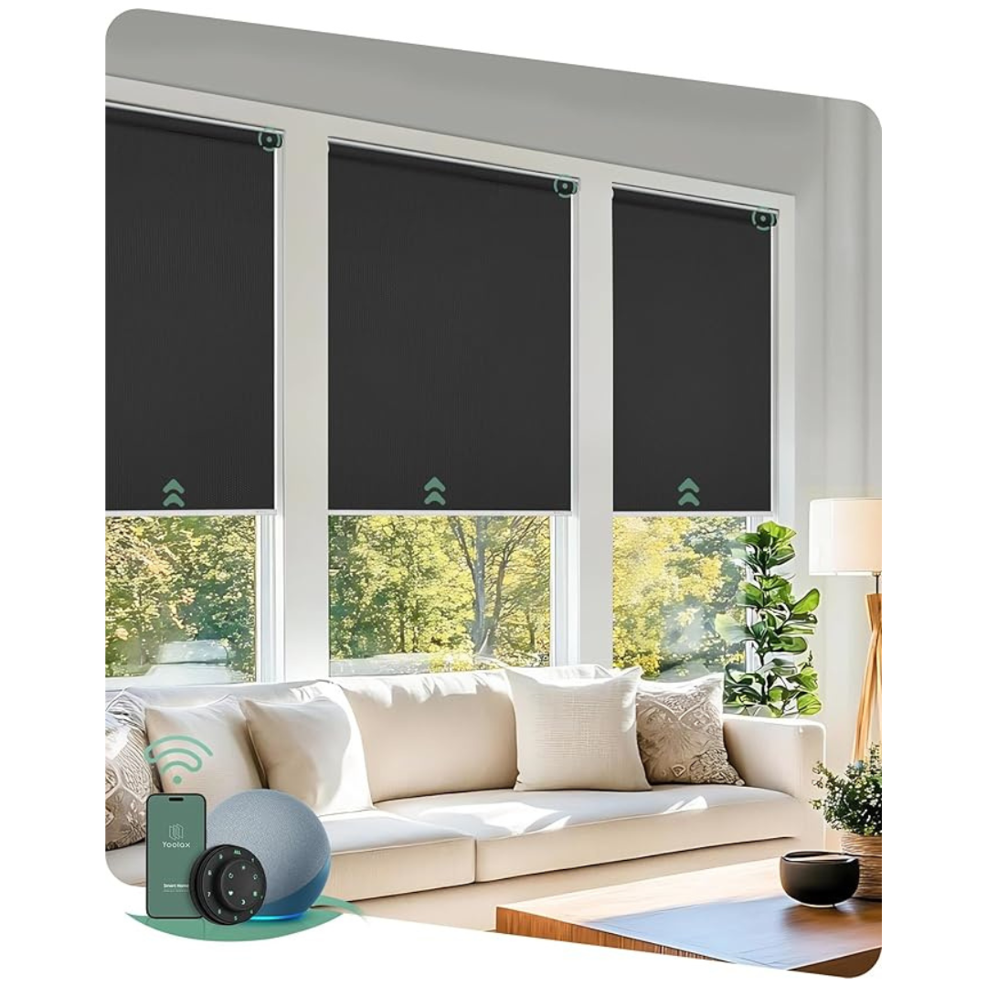117"L x 105"W Motorized Blackout Smart Blinds with Remote