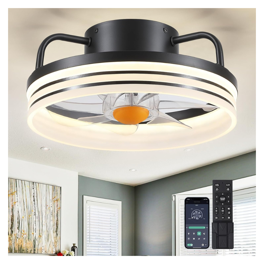 13" Modern Bladeless Flush Mount Ceiling Fan