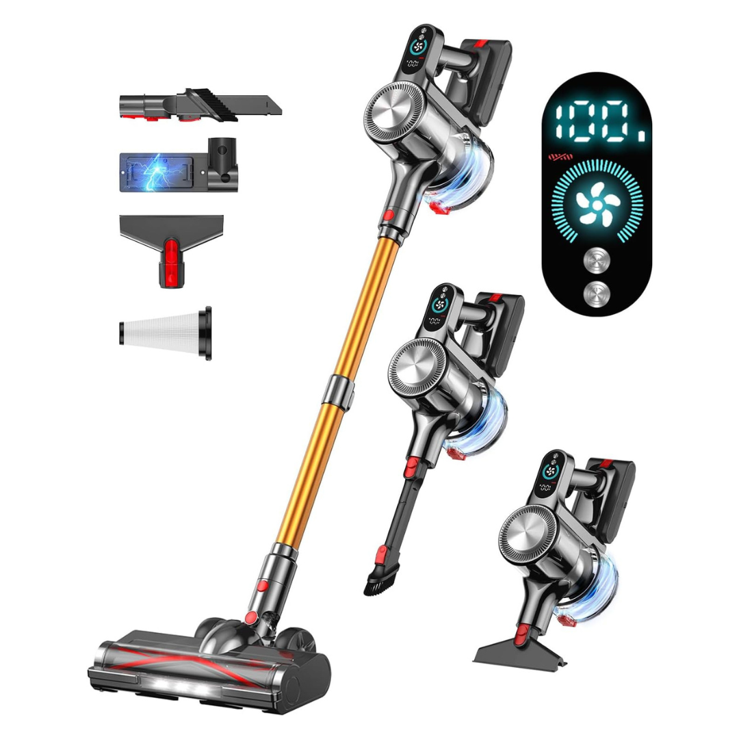 40Kpa Cordless Stick Vacuum Cleaner With LED Display