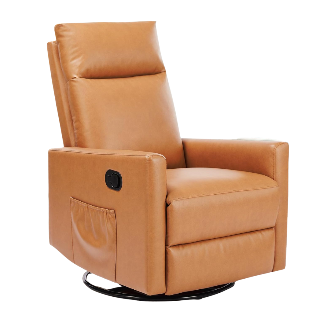 Sweetcrispy High Back 360 Swivel Rocker Chair (Classical Brown)