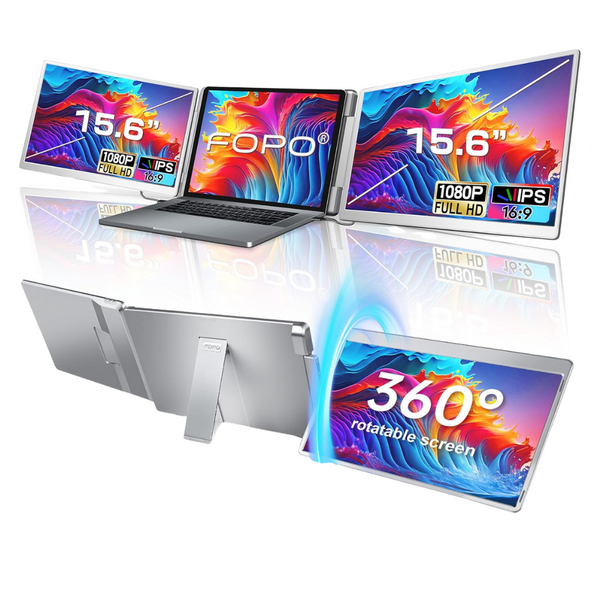 15.6" Triple Laptop Screen Extender, USB-C/HDMI