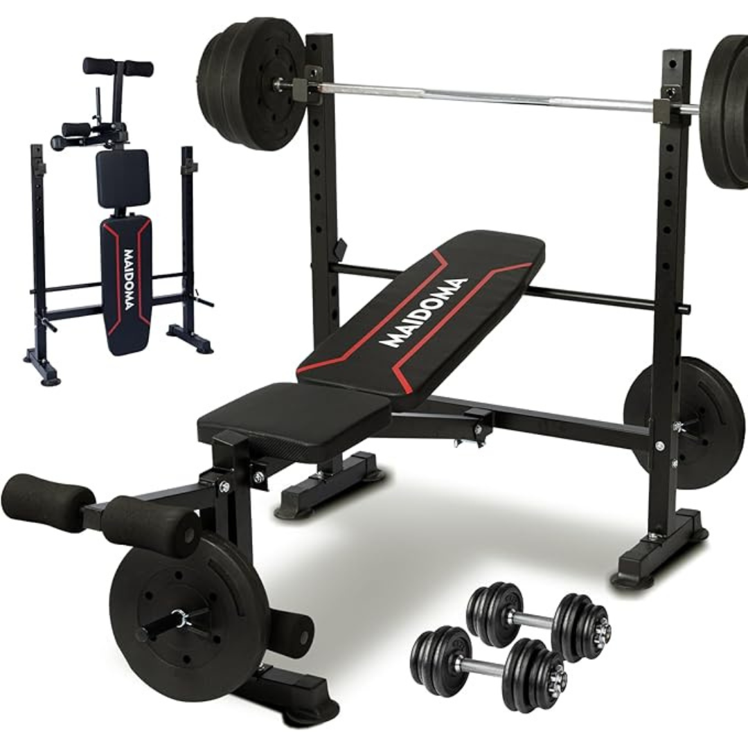 MAIDOMA 6-in-1 Standard Adjustable Weight Bench Set