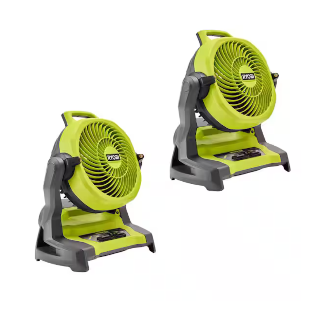 2-Pack RYOBI ONE+ 18V Cordless 7-1/2" Bucket Top Misting Fan (Tools Only)