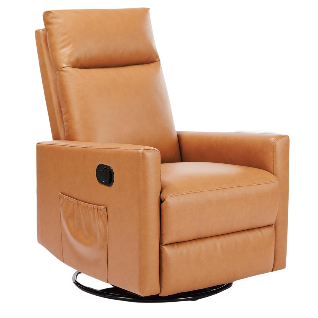 Sweetcrispy High Back 360 Swivel Rocker Chair (Classical Brown)