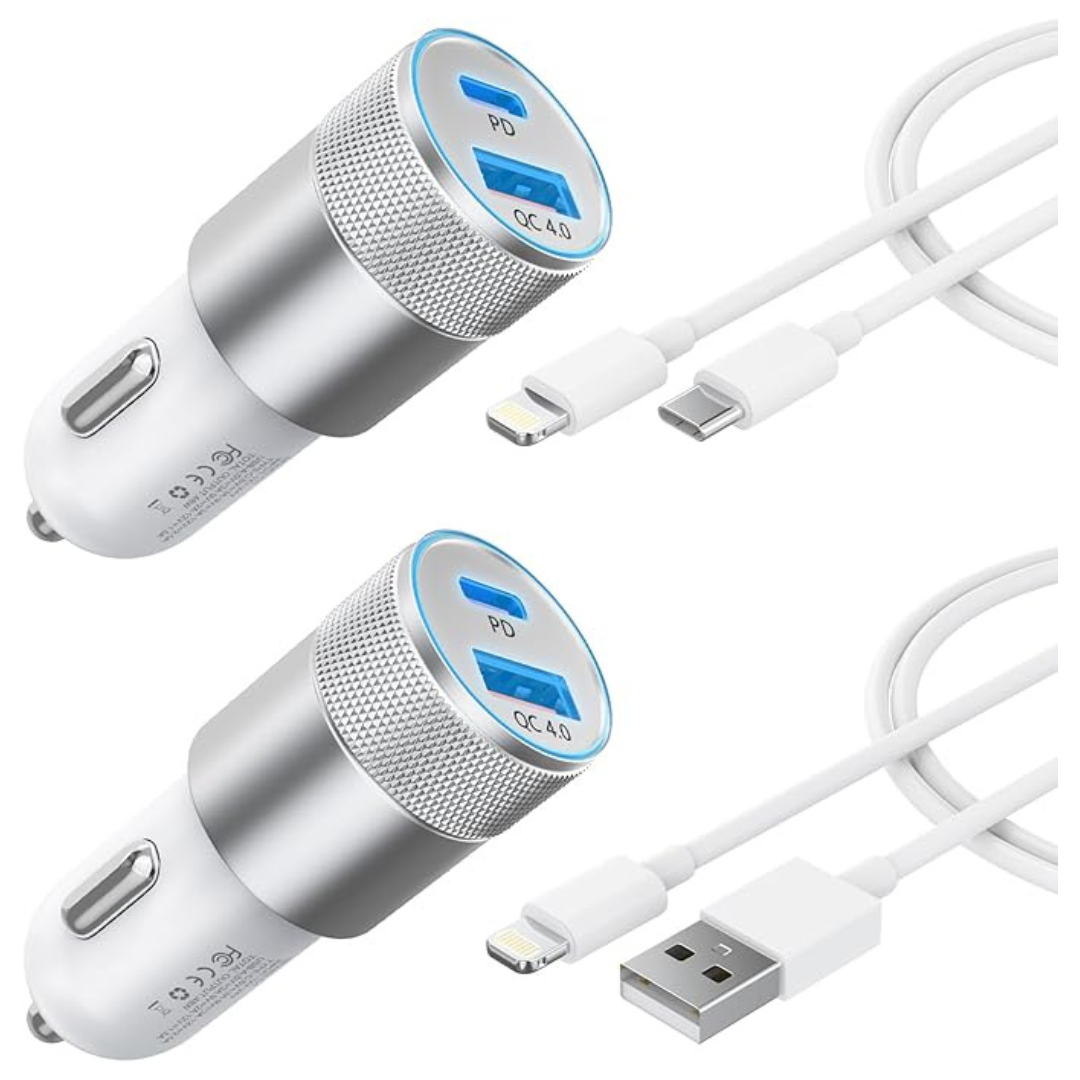 Apple MFi Certified 48W iPhone Car Charger with Cables