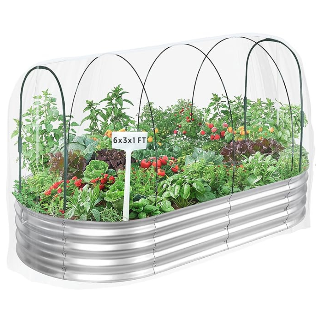 Raised Garden Bed with Greenhouse Frame & 3 Covers