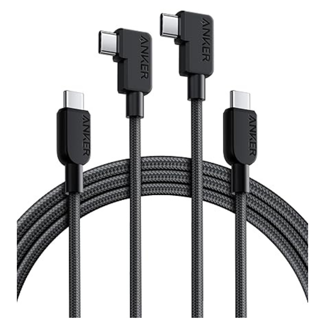 2-Pack 6ft Anker 240W USB-C To USB-C 90-Degree Braided Charging Cables