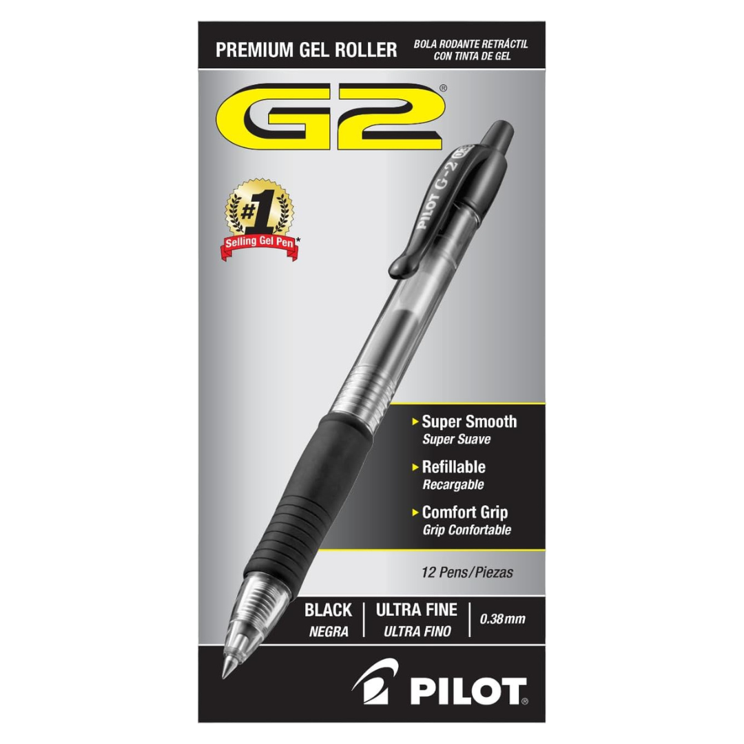 12-Pack PILOT G2 Premium 0.38mm Ultra Fine Point Rolling Ball Gel Pens