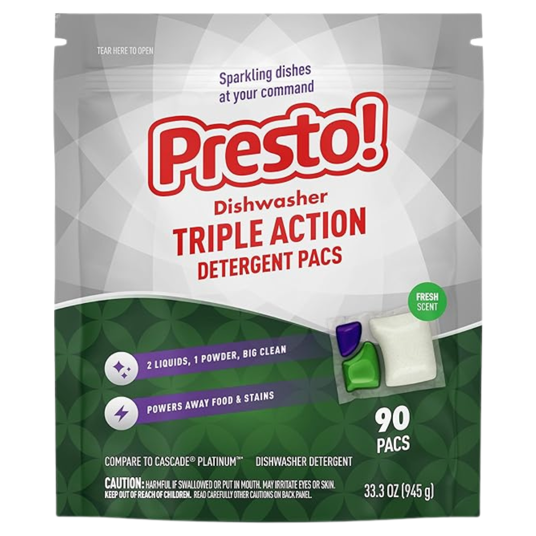 90-Count Presto Triple Action Dishwasher Pacs (Fresh Scent)