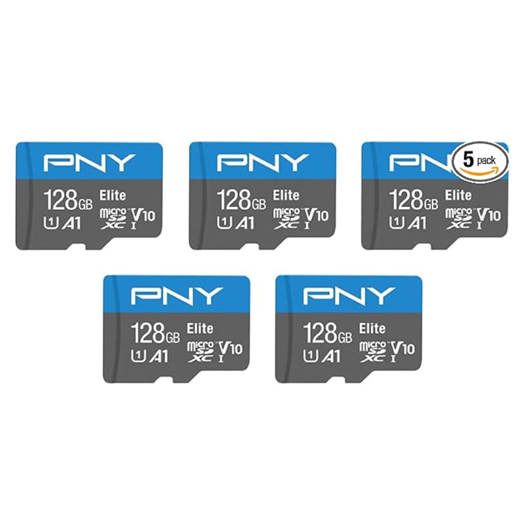 5-Pack PNY Elite 128GB UHS-I / Class 10 MicroSDXC Memory Card