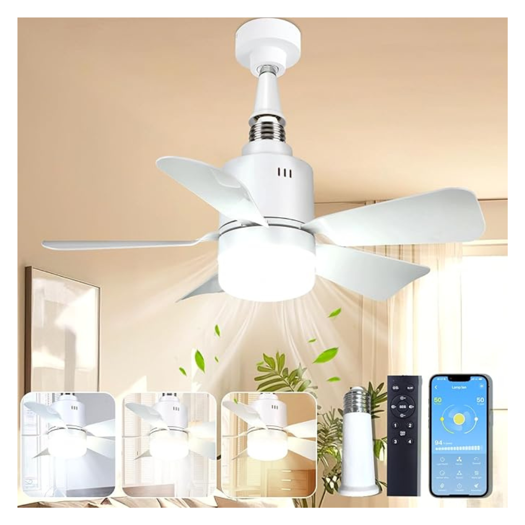1200 Lumens Light Socket Fan With Remote