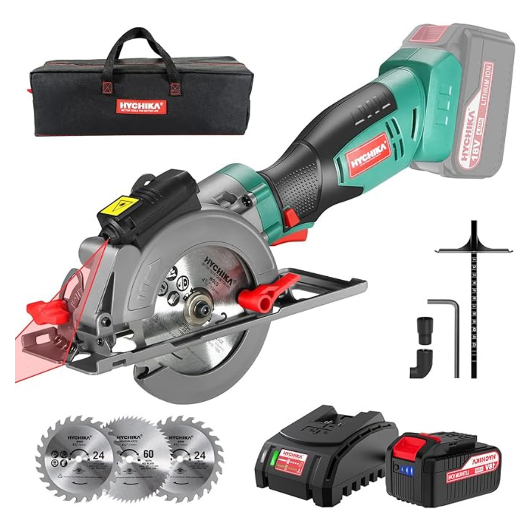 HYCHIKA 18V Mini Cordless Compact Circular Saw With 4.0Ah Battery