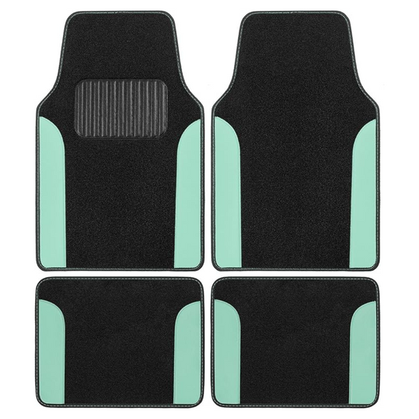 BDK Two-Tone Carpet W/Faux Leather Accents Floor Mats