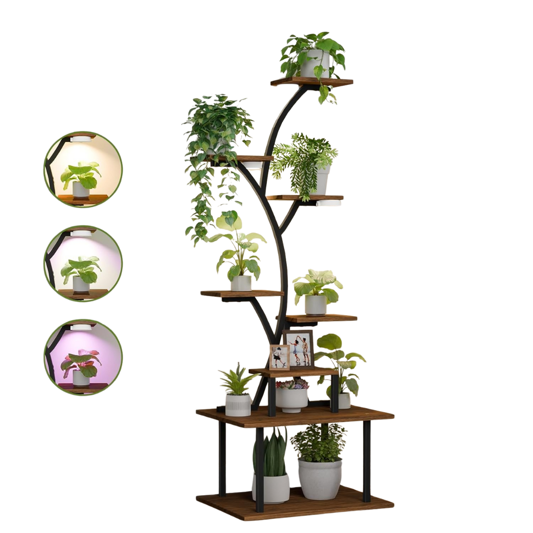 8-Tier 54.7" Metal Plant Stand With Grow Lights