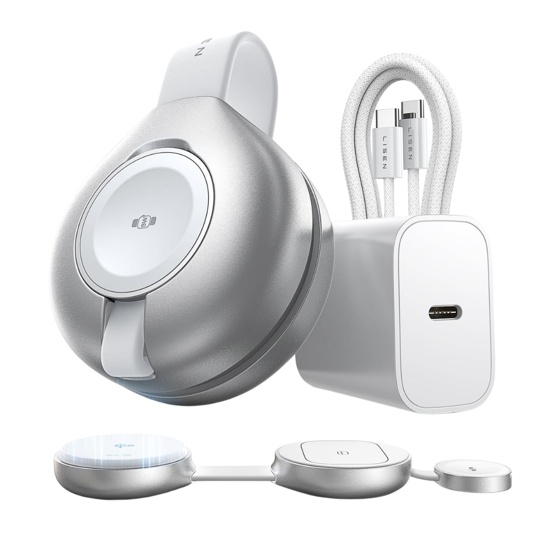 LISEN 3-in-1 Qi2 MagSafe Wireless Travel Charger With 60W USB-C Cable