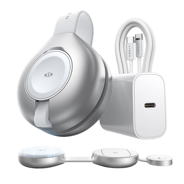 LISEN 3-in-1 Qi2 MagSafe Wireless Travel Charger With 60W USB-C Cable