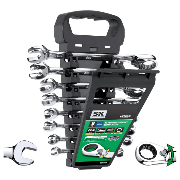 8-Piece SK 72-Tooth Reversible Ratcheting Combination Wrench Set