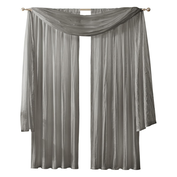 2-Panels 52" x 95" Athena Faux Silk Window Curtain & Valance Set