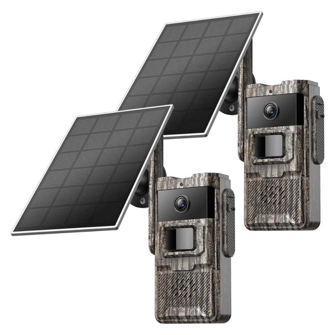 2-Pack Solar 4G LTE Cellular Trail Cameras With 2K Live Video