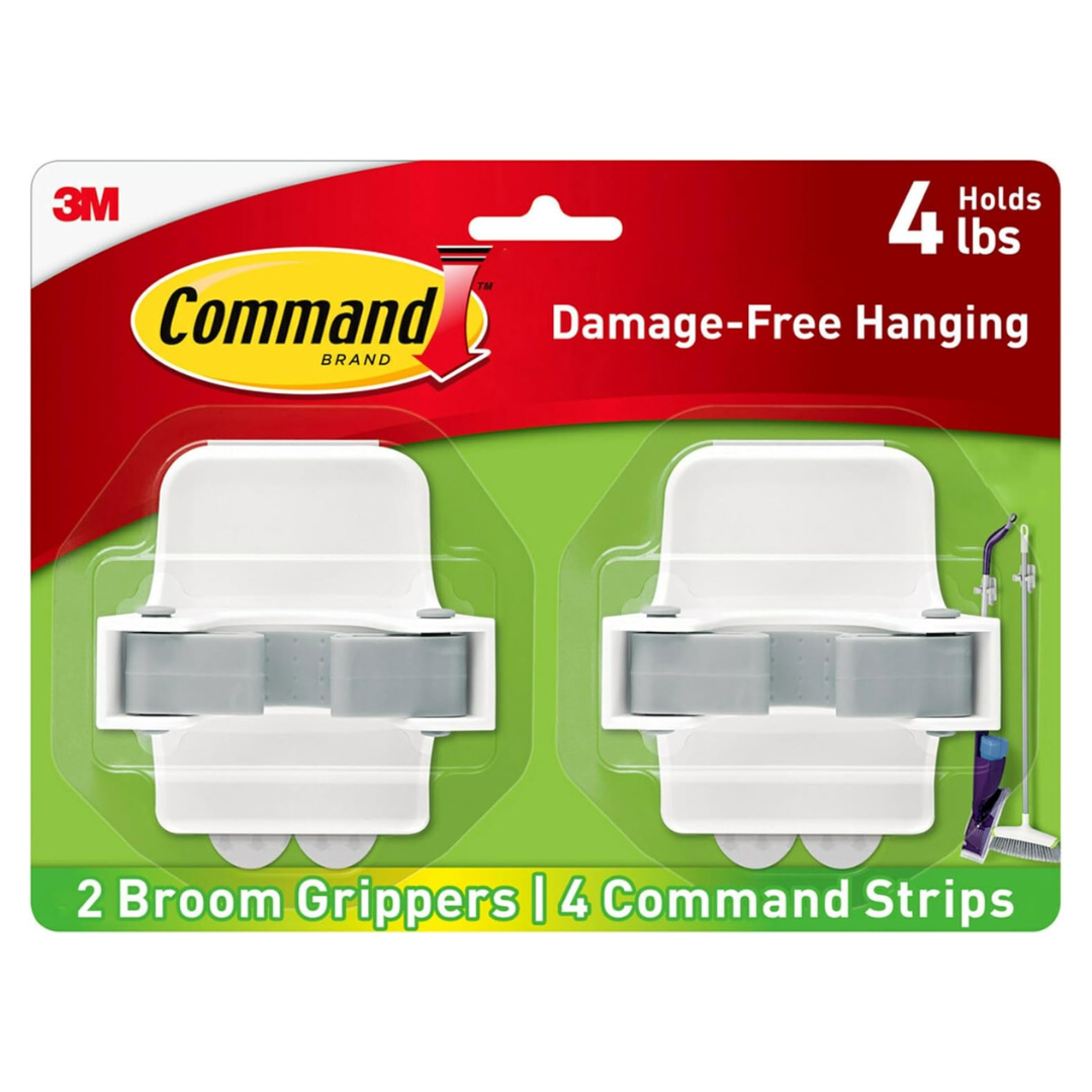 2-Pack Command Broom And Mop Grippers (2 Grippers, 4 Strips)