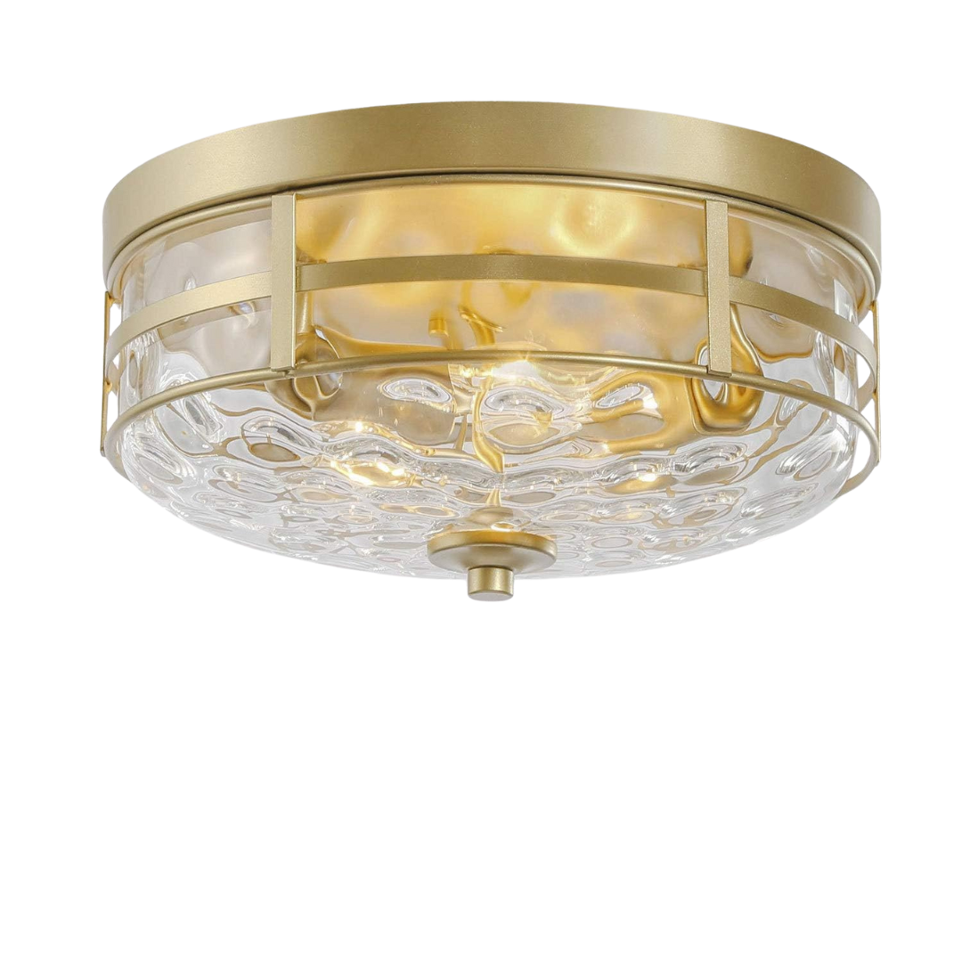 Modern Flush Mount Ceiling Light Fixture W/ Water Ripple Glass