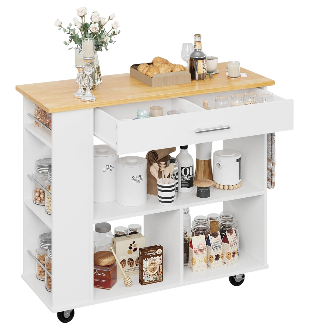 Shintenchi Kitchen Island Cart With Storage And Wheels