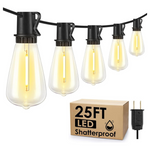 25FT Larkvue LED Outdoor Waterproof Patio Shatterproof Hanging String Lights