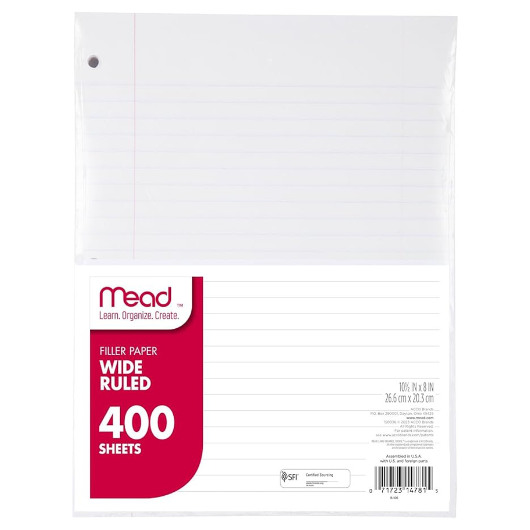 400-Sheets Mead Wide Ruled Loose Leaf Paper