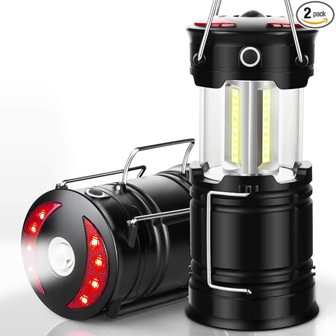 2-Pack Ezorkas Rechargeable 2-in-1 LED Camping Lanterns