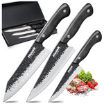 Hand-Forged ATS-34 Carbon Steel Knife Set w/ Wooden Handles