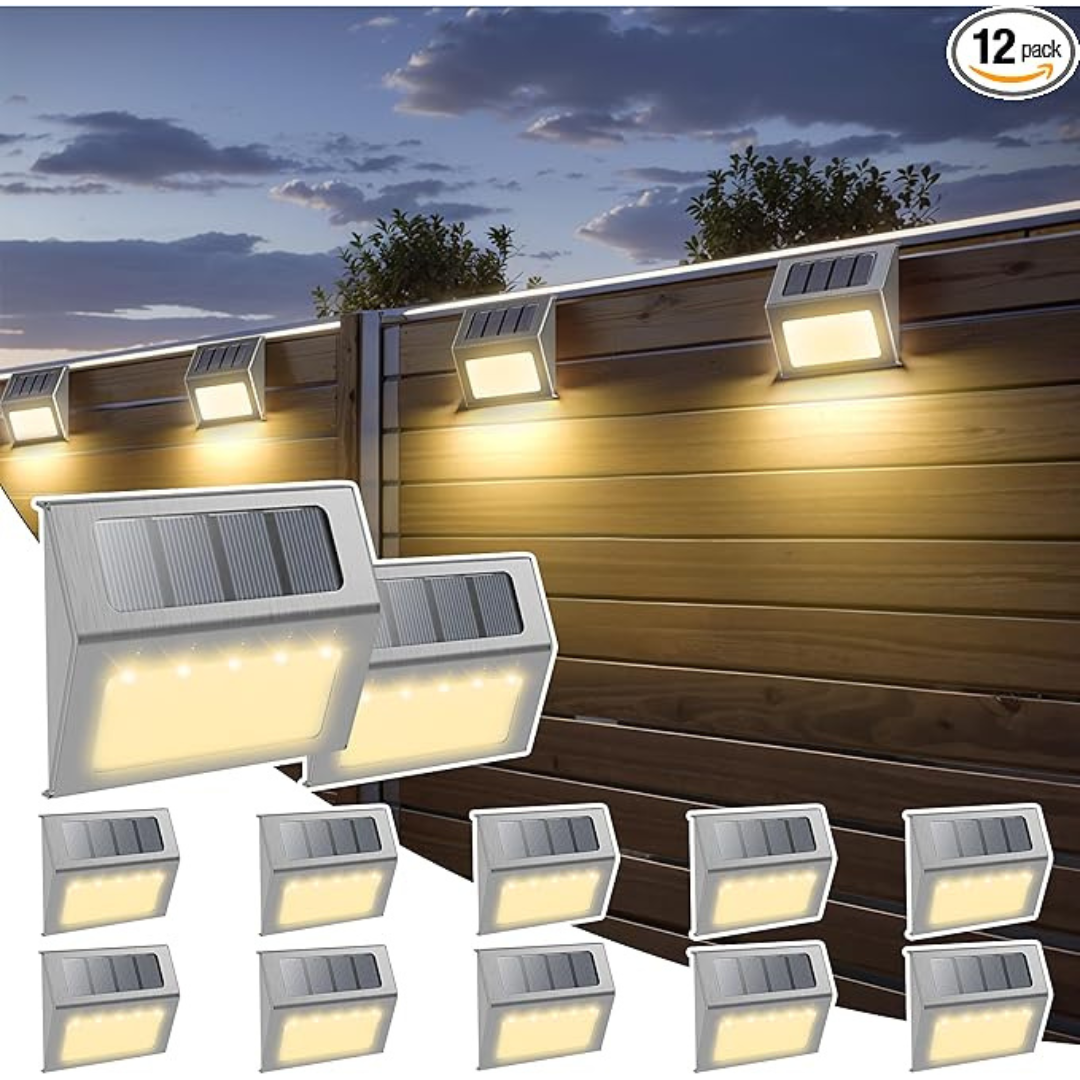 12-Pack Waterproof Solar Deck Lights Outdoor