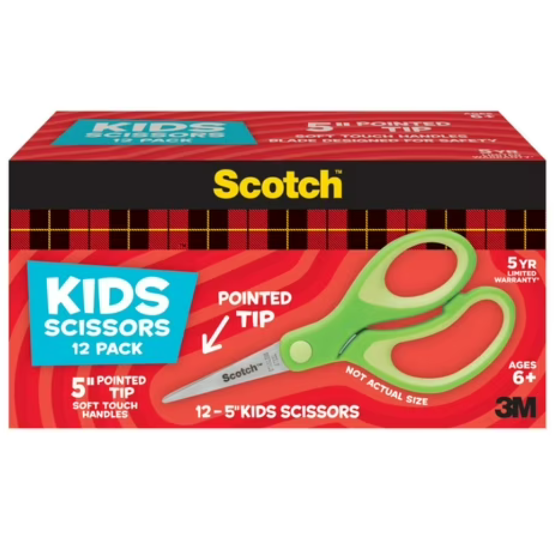 12-Count Scotch 5" Soft Touch Blunt Tip Kids Scissors