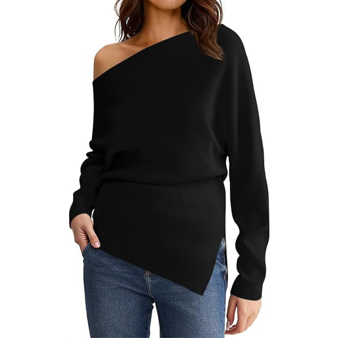 Women's Long Sleeve Off One Shoulder Sweater (various colors & sizes)