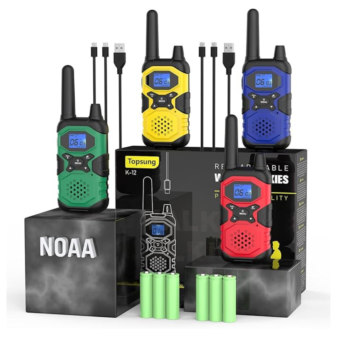 4-Pack Rechargeable 2 Way Radio NOAA Walkie Talkies
