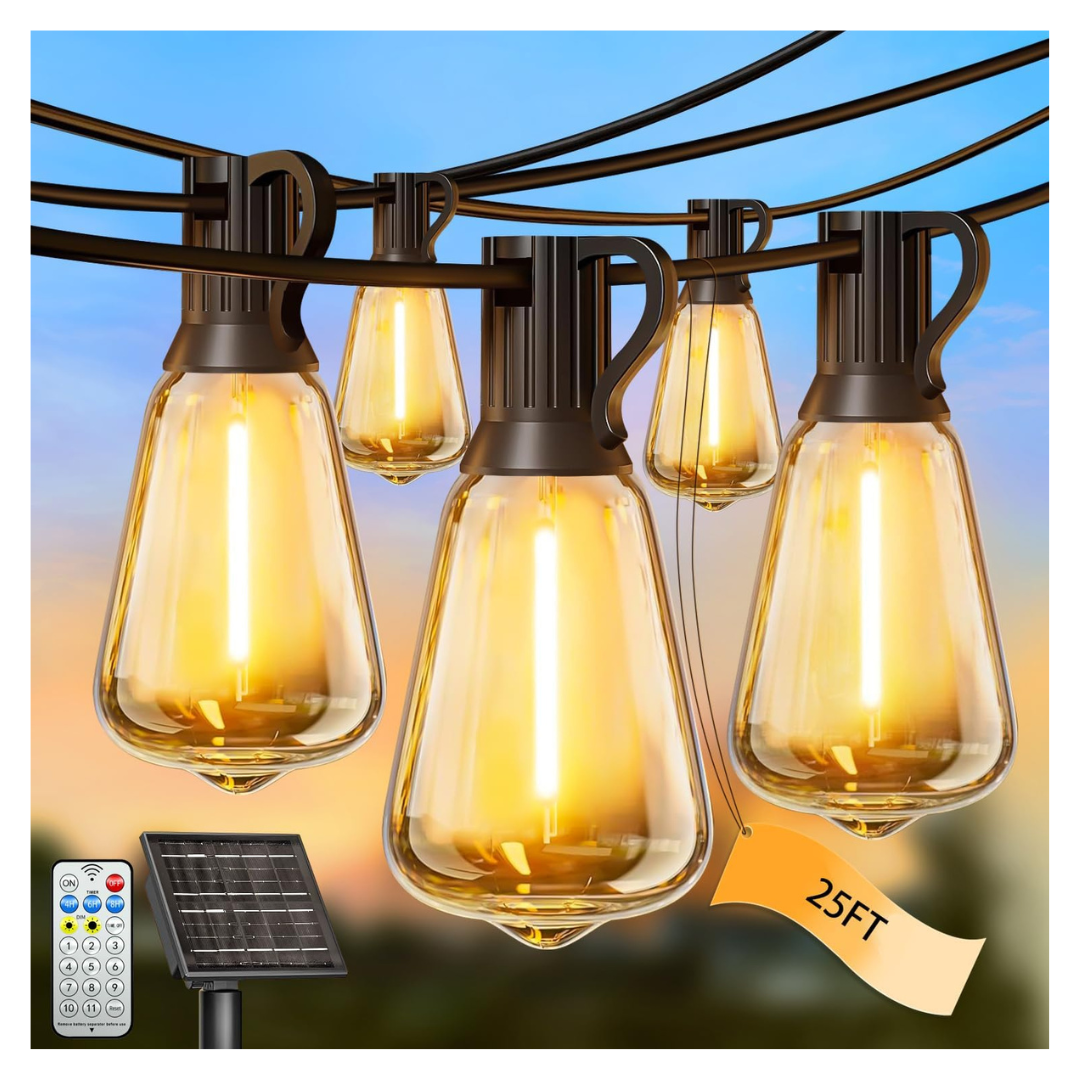 25ft LED USB & Solar Waterproof String Lights With Remote & Timer