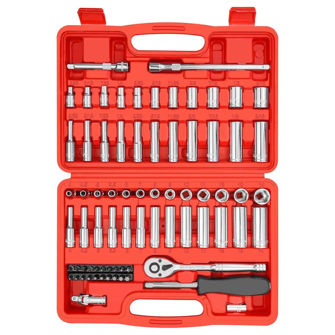 74-Pcs Yiyitools 1/4" Drive Master Socket Set With Ratchets
