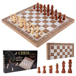 Handcrafted Wooden Polished Chess Board Set With Storage Box