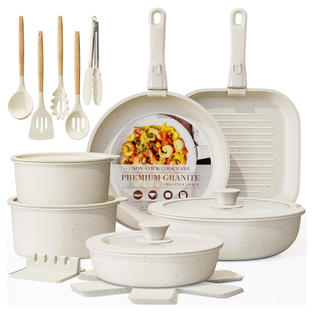 23-Pieces Astercook Pots & Pans Non Stick Ceramic Cookware Set