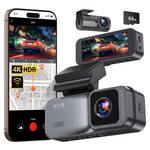 KooBaCar 4K/2.5K Front And Rear Dash Cam With 64GB Card